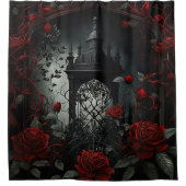 ゴシック様式の墓地バラガーデンと赤と黒 シャワーカーテン (正面)