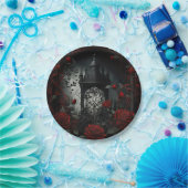 ゴシック様式の墓地バラガーデンと赤と黒 ペーパープレート (パーティー)