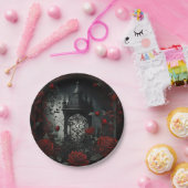 ゴシック様式の墓地バラガーデンと赤と黒 ペーパープレート (パーティー)