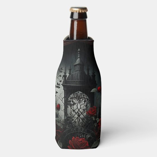 ゴシック様式の墓地バラガーデンと赤と黒 ボトルクーラー (ボトル正面)