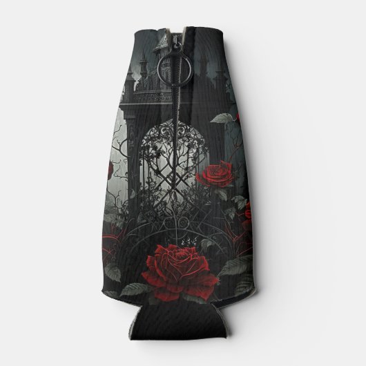 ゴシック様式の墓地バラガーデンと赤と黒 ボトルクーラー (裏面)