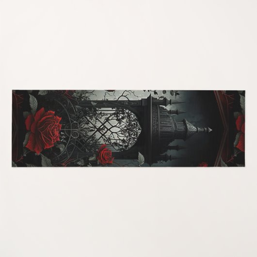 ゴシック様式の墓地バラガーデンと赤と黒 ヨガマット (正面(横))