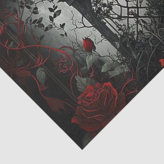 ゴシック様式の墓地バラガーデンと赤と黒 薄葉紙 (詳細)
