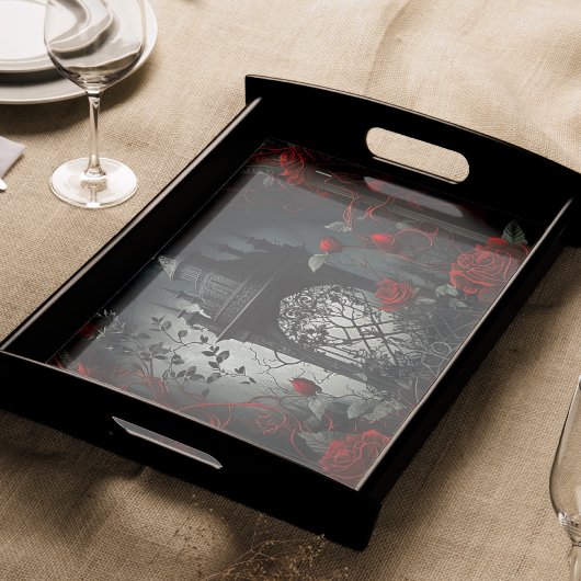 ゴシック様式の墓地バラガーデンと赤と黒 薄葉紙