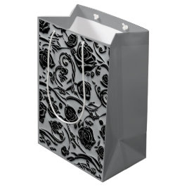 ゴシック様式の墓地ブラックバラパターン ミディアムペーパーバッグ