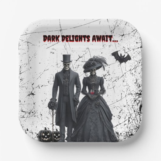ゴシック様式の大人ハローウィンパーティ待ち ペーパープレート (正面)