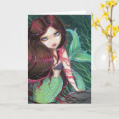 ゴシック様式の大目人魚グリーティングカードノテカード カード (黄色い花)