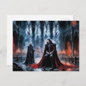 ゴシック様式の大聖堂ホールのヴァンパイア ポストカード (正面/裏面)