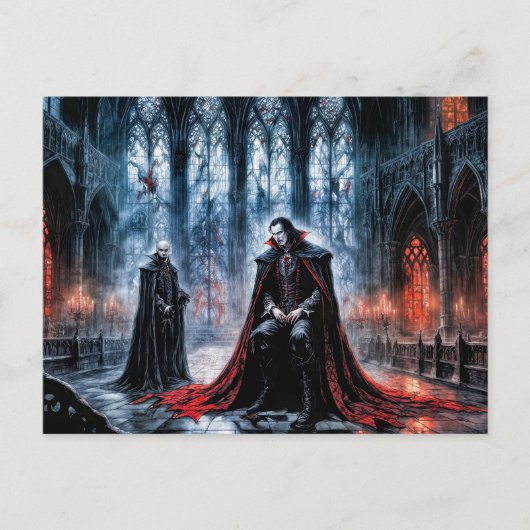 ゴシック様式の大聖堂ホールのヴァンパイア ポストカード (正面)