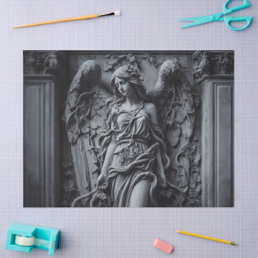 ゴシック様式の天使とつる植物彫刻の分離 薄葉紙 (クラフト)