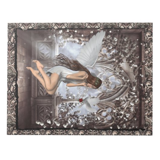 ゴシック様式の天使とハト ノートパッド (正面)