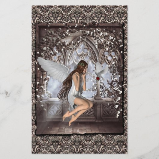 ゴシック様式の天使とハト 便箋 (正面)
