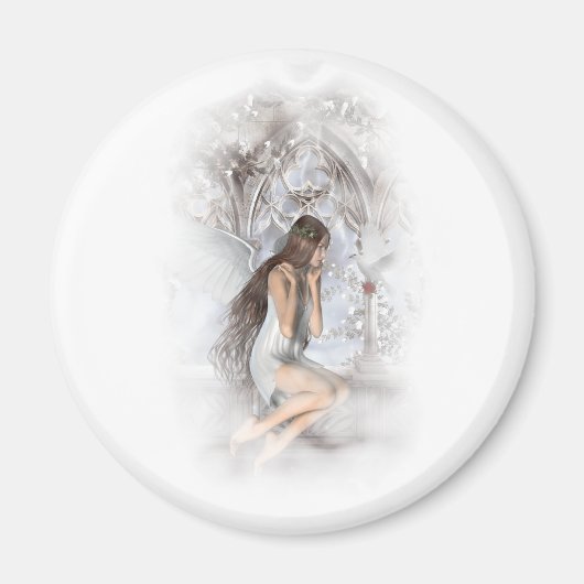 ゴシック様式の天使と彼女の鳩のヴィネット マグネット (正面)