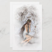 ゴシック様式の天使と彼女の鳩のヴィネット 便箋 (正面/裏面)