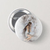 ゴシック様式の天使と彼女の鳩のヴィネット 缶バッジ (正面&裏面)