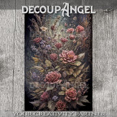 ゴシック様式の天使のための花#2 - Decopage - 薄葉紙
