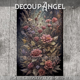 ゴシック様式の天使のための花#2 - Decopage - 薄葉紙