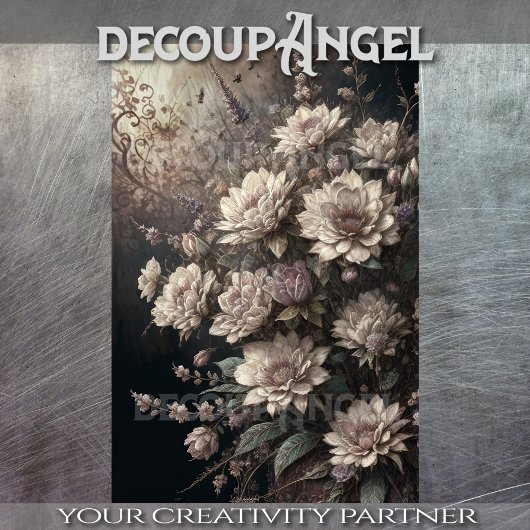 ゴシック様式の天使のための花#5 - Decopage - 薄葉紙