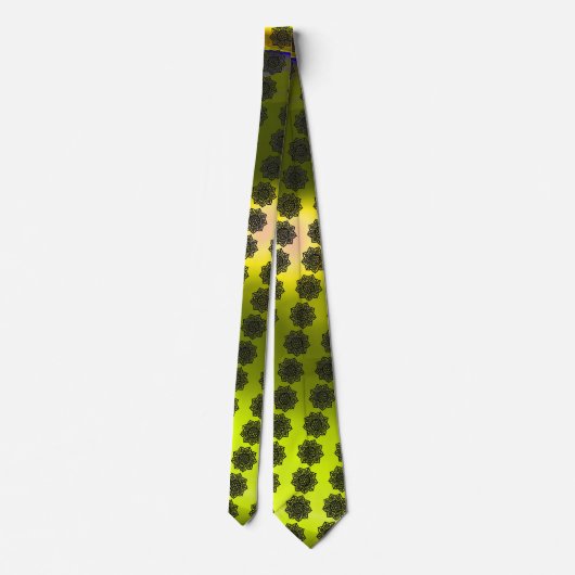 ゴシック様式の太陽ケルト結び目模様トパーズイエロー ネクタイ (裏面)