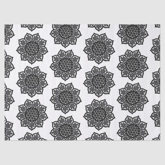 ゴシック様式の太陽白黒ケルト結び目模様 薄葉紙 (正面)