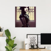 ゴシック様式の女の子ステームパンク違うカラーの目 ポスター (ホームオフィス)