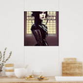 ゴシック様式の女の子ステームパンク違うカラーの目 ポスター (キッチン)