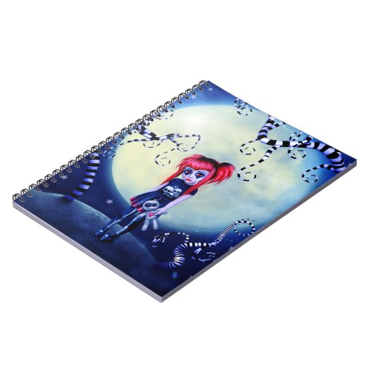 ゴシック様式の女の子ブードゥー人形と不気味なつる植物 ノートブック (左側)