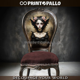 ゴシック様式の女性のこうもりとバラ 薄葉紙