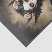 ゴシック様式の女性のこうもりとバラ 薄葉紙 (詳細)