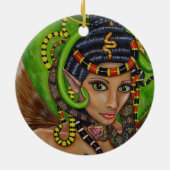 ゴシック様式の女性の女の子ヘビの髪の毛を怖い怖い怖い不気味 セラミックオーナメント (裏面)