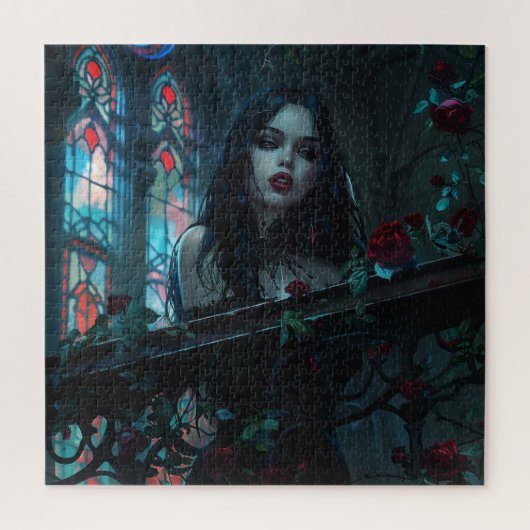 ゴシック様式の女性オンキャッスルバルコニー ジグソーパズル (縦)