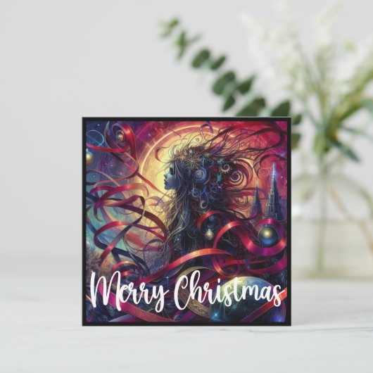 ゴシック様式の女性スタイルクリスマス シーズンカード (スタンド正面)