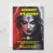 ゴシック様式の女性ハローウィンパーティ赤黒 招待状 (正面)