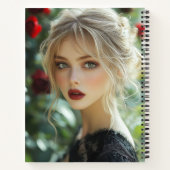 ゴシック様式の女性&レッドローズ ノートブック (裏面)