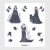 ゴシック様式の女神とウルフアートby Renee Lavoie シール (シート)