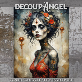 ゴシック様式の女神サンタ・ミュエルテ – デコページ –  薄葉紙