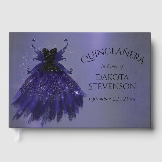 ゴシック様式の妖精の藍色 | 深い王室のパープルシェン ゲストブック (正面)