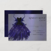 ゴシック様式の妖精の藍色 | 深い王室のパープルシェン 出欠カード (正面/裏面)