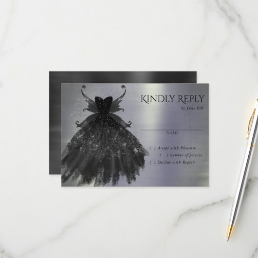 ゴシック様式の妖精の黒衣 | バンピーグラムゴシックシェン 出欠カード (正面/裏面インサイチュ)