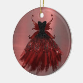 ゴシック様式の妖精クリムゾンガウン | 深いラディアントレッドシェーン セラミックオーナメント (左)