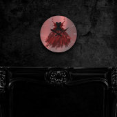 ゴシック様式の妖精クリムゾンガウン | 深いラディアントレッドシェーン ラウンド壁時計