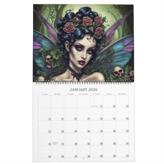 ゴシック様式の妖精バイアイビーとこうもりアートカレンダー カレンダー (1月 2026)