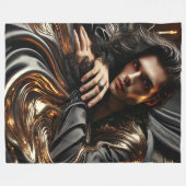 ゴシック様式の威厳 – ラグジュアリーブラック&金ゴールドフリースブランケット フリースブランケット (正面(横))