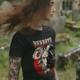 ゴシック様式の安息日バプホメットヤギレトロデスメタル70s tシャツ