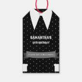 ゴシック様式の小さな女の子で黒いドレス誕生日 ギフトタグ (正面)