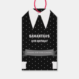 ゴシック様式の小さな女の子で黒いドレス誕生日 ギフトタグ