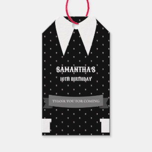 ゴシック様式の小さな女の子で黒いドレス誕生日 ギフトタグ