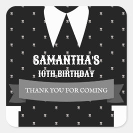 ゴシック様式の小さな女の子で黒いドレス誕生日 スクエアシール