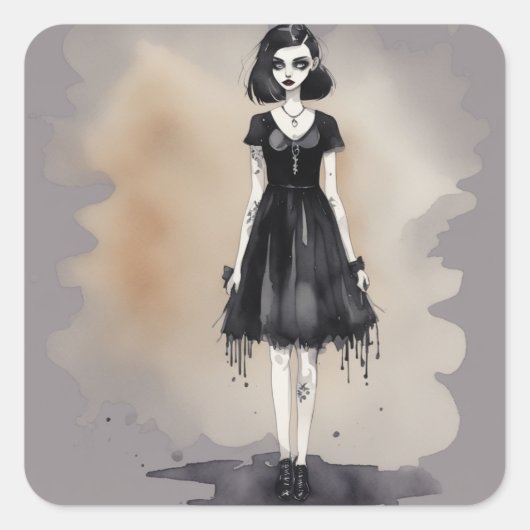 ゴシック様式の小さな黒いドレス複雑なデカール スクエアシール (正面)