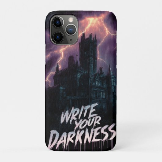 ゴシック様式の幽霊城+雷雨とテキスト Case-Mate iPhoneケース (裏)